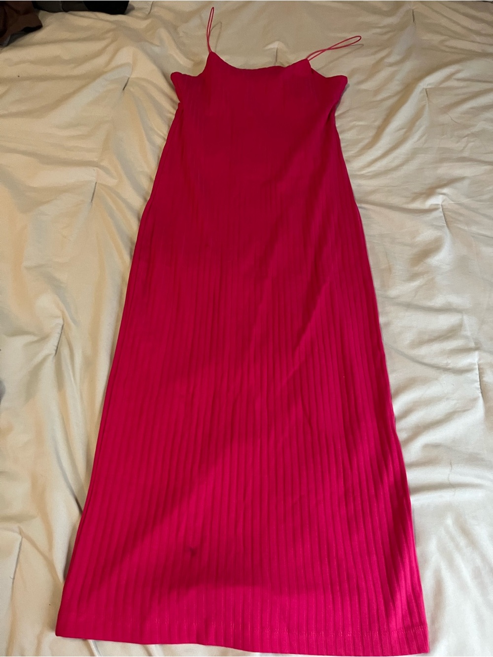 Zara Hot Pink Ribbed Maxi Slip Dress
